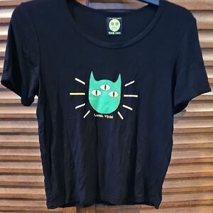 Black Short Sleeve Tee with Graphic Design